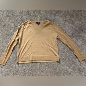 ALMOST NEW: Club Monaco, MEDIUM, relaxed boxy-fit, v-neck, merino wool, camel